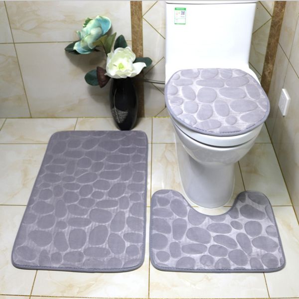 

solid pebble bathroom toilet two piece carpet household non slip absorbent pad