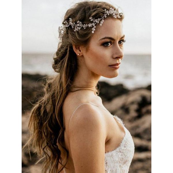 

trendy female hair jewelry pearl rhinestones wedding headband tiara bridal headpieec hairband wedding hair accessories jllmoj, Silver