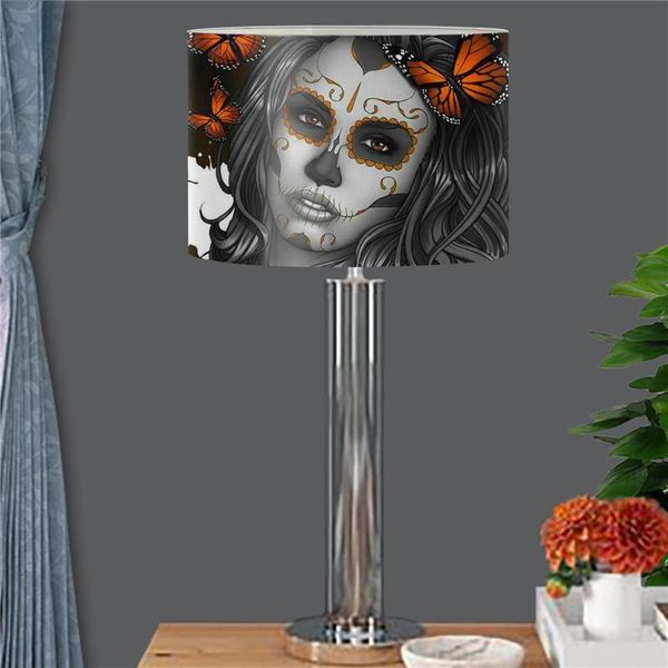 

lamp covers & shades day of the dead style cartoon gothic girl design round shape cover for nightstand lamp/table lamp/desk