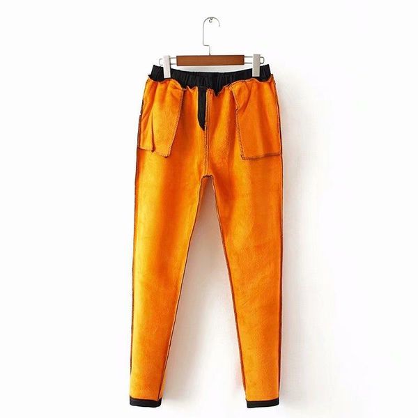 

women's pants & capris plus size casual pencil autumn winter women clothing fashion slim lined with velvet warm thick stretch trousers, Black;white
