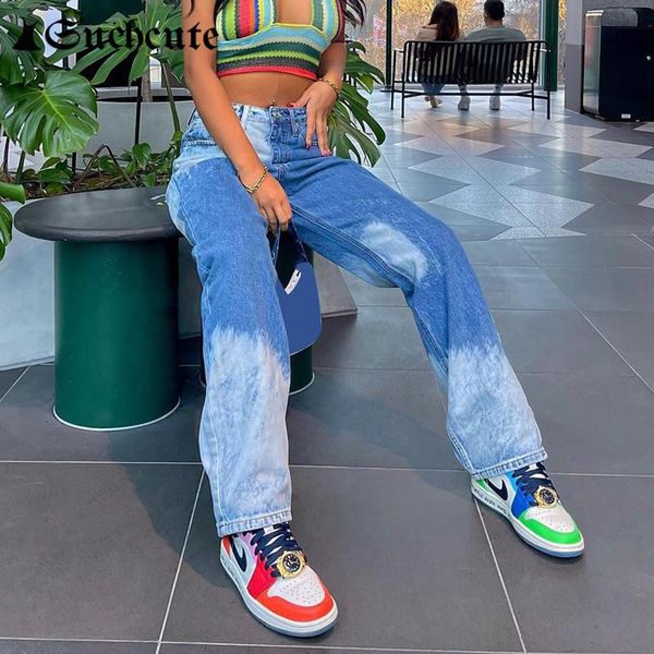 

women's jeans suchcute blue baggy harajuku hip hop women wide leg pants casual streetwear outfits ladies straight korean fashion