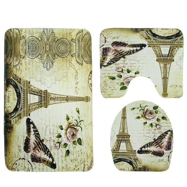 

bath mats tower printed 3pcs/set bathroom carpets microfiber mat set anti-slip floor toilet absorbent rugs