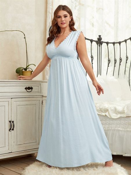 

plus lace trim sleep dress q15a#, Black;white