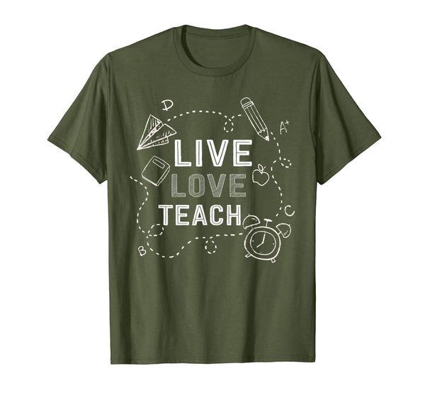 

live love teach funny teacher t shirt perfect back to school, White;black