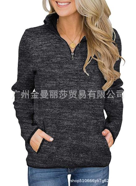 

women hoodie sweater pullover half zipper female warm coat sweaters a823, Black
