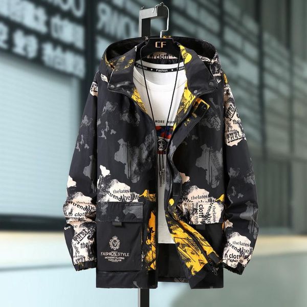 

men's jackets men camouflage jacket oversized 8xl 9xl 10xl 7xl coat spring autumn windbreaker plus size hooded cargo loose camo black c, Black;brown