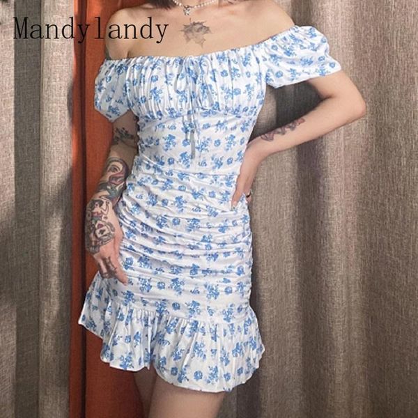 

party dresses mandylandy slim fit bodycon mini dress women shorts sleeve floral tie-neck off-shoulder clubwear ruffled, White;black