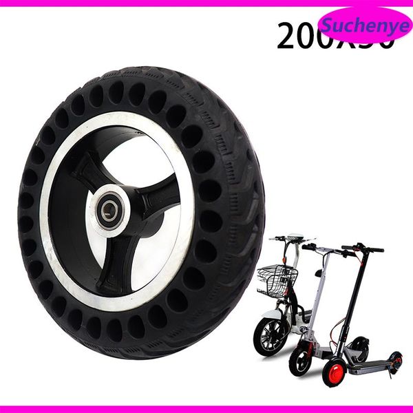 

motorcycle wheels & tires 8 inch 200x50 solid tire wheel with hub for explosion-proof electric bike scooter bee hive holes