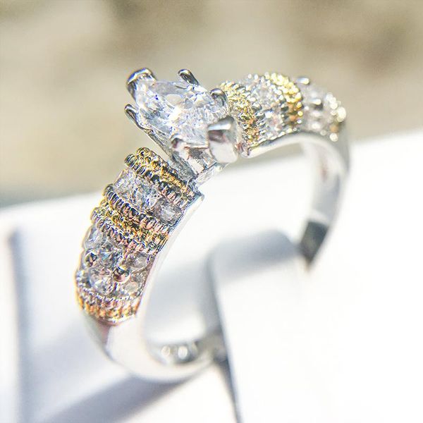

cluster rings 2021 stone zirconic gold-color silver-plated jewelry women engagement ring jewellery wholesale, Golden;silver