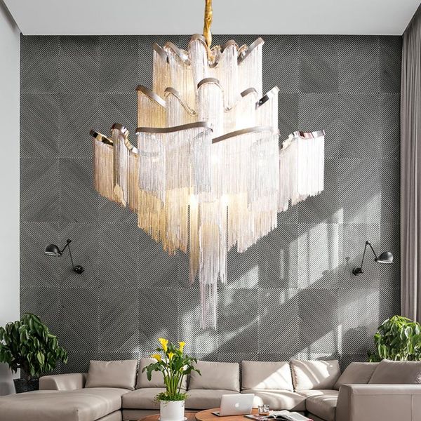 

pendant lamps post-modern fringe lamp duplex building loft apartment hanging villa living dining room stair light luxury