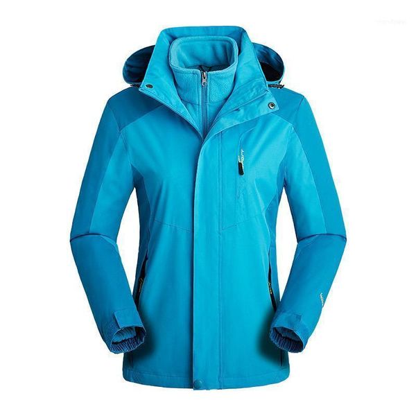 

autumn & winter outdoor waterproof jacket men's three-in-one women's two-piece set deconstructable inner wearing couples1, Blue;black
