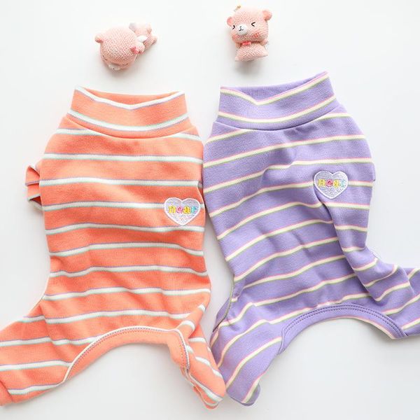 

dog apparel multi colors s-xxl sizes warm pajamas 2021 autumn and winter four legs cotton striped mascotas pet clothing