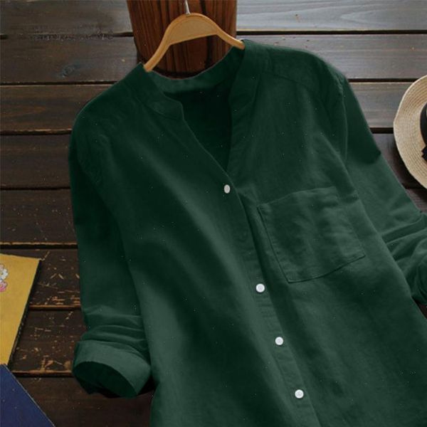 

women cotton linen casual solid long sleeve shirt blouse button down mujer de moda womens and blouses, White