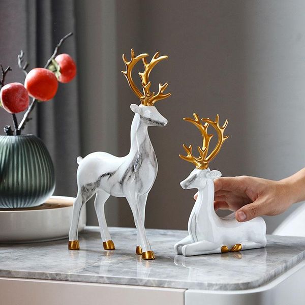 

decorative objects & figurines nordic light luxury creative resin lucky deer gold modern home accessories simulated animal ornaments craft