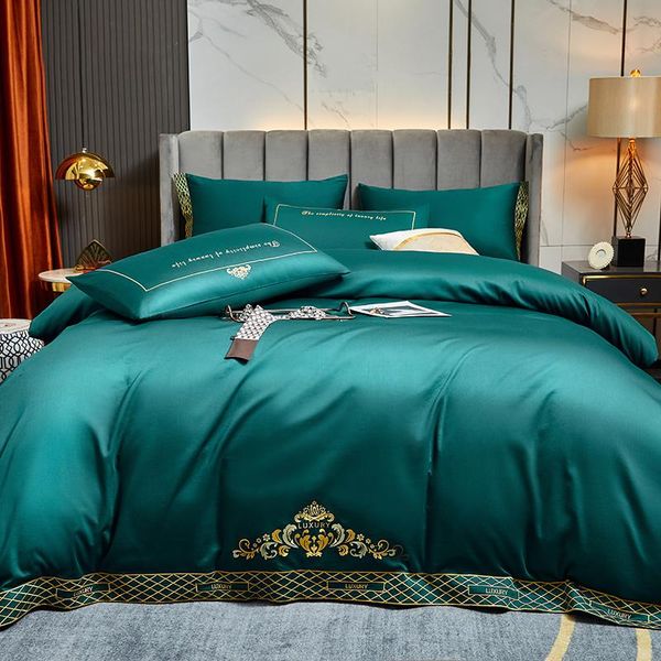 

bedding sets fashion luxury water ripple egyptian cotton king  size embroidery soft bed set duvet cover flat fitted sheet