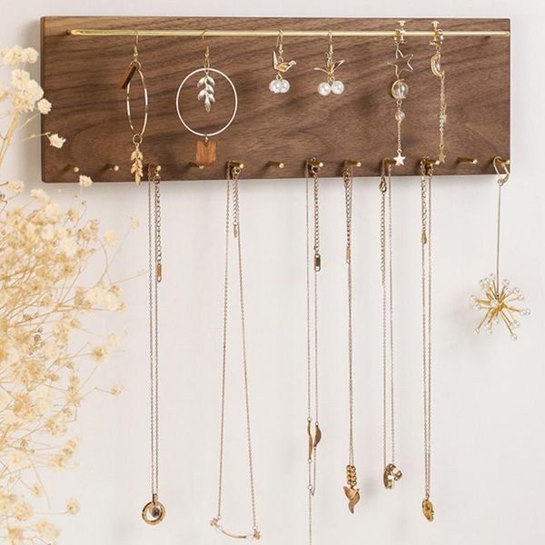

jewelry pouches, bags n58f wall mounted organizer display wood rack hanger earring bracelet necklace hanging holder, Pink;blue