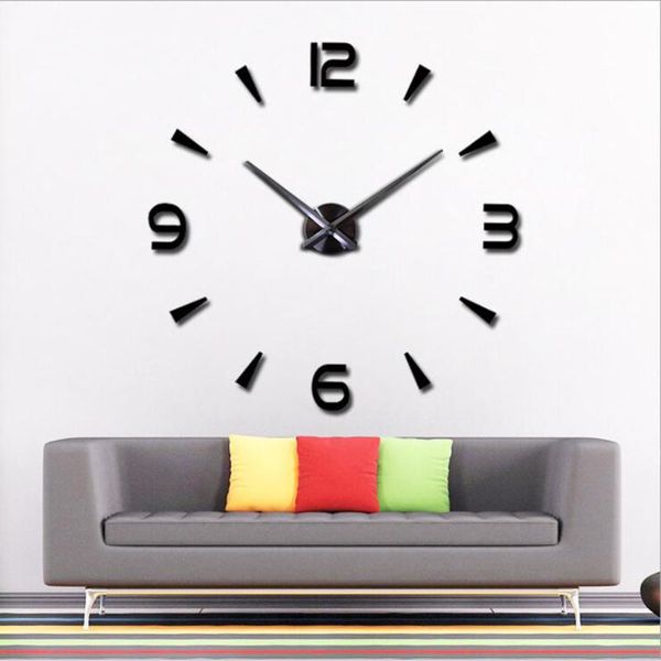 

large 3d wall clock modern design diy acrylic mirror stickers watch wall clocks home decor quartz needle horloge reloj de pared