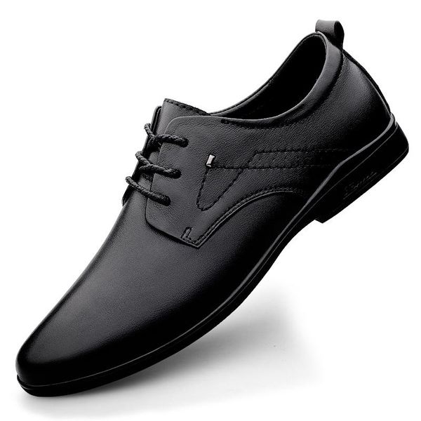 

genuine leather men's dress shoes fashion oxfords shoes men busines footwear, Black