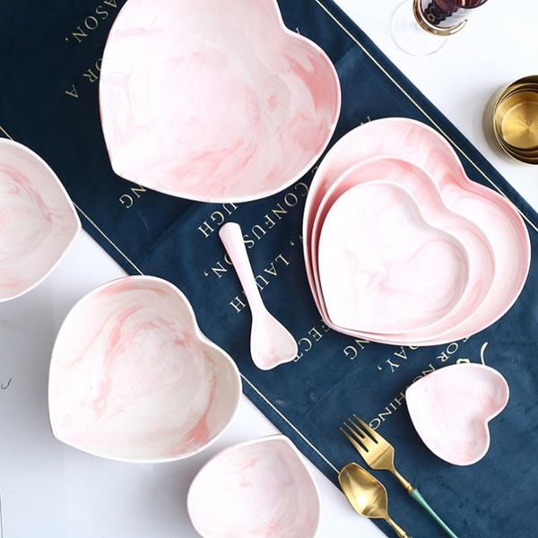 

kitchen storage & organization heart shape fruits plate creative ceramics dinner dish lovely salad household tableware for home restaurant (