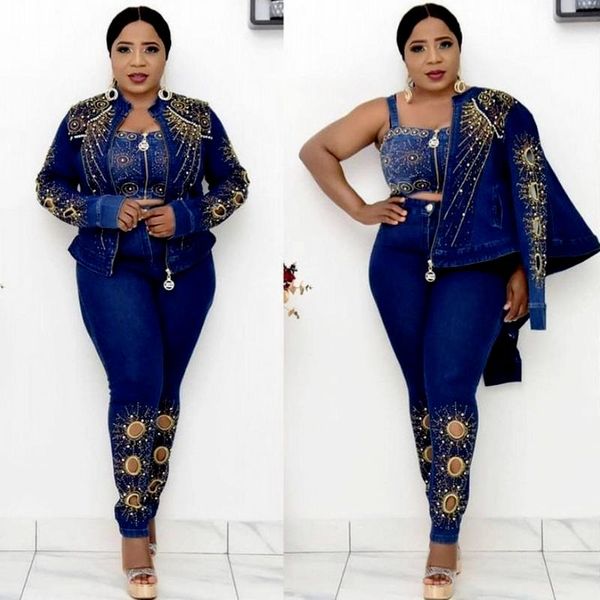 

ethnic clothing 3 piece set africa clothes african dashiki fashion flowers suit trousers super elastic party for women outfits, Red