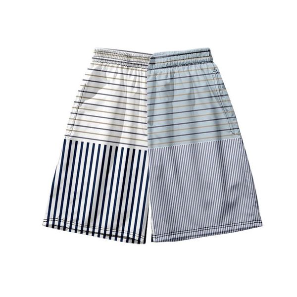 

men's shorts 2021 summer seaside beach large size loose striped holiday 3d printed pants, White;black