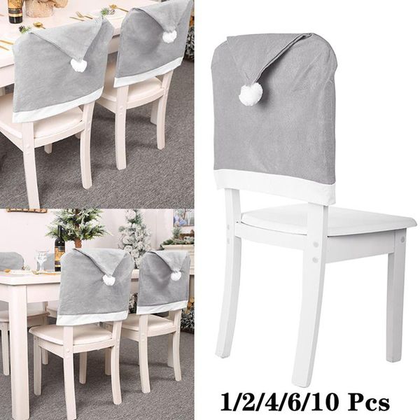 

chair covers christmas dinner table hats decor santa claus grey hat back cover decoration home party holiday
