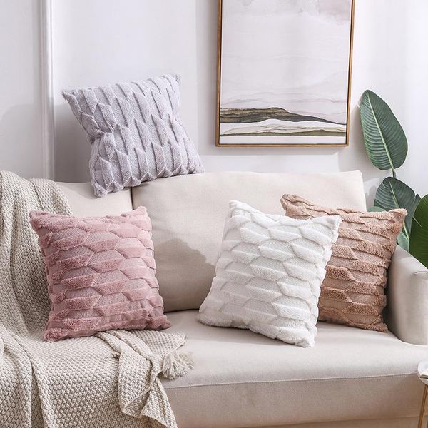 

cushion/decorative pillow 2021 nordic style home double-sided solid color plush pillowcase seat chair car decorative cushion cover
