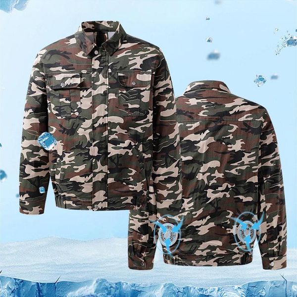 

men's jackets air-conditioning jacket cooling clothes fan men women outdoor camouflage with work clothe, Black;brown