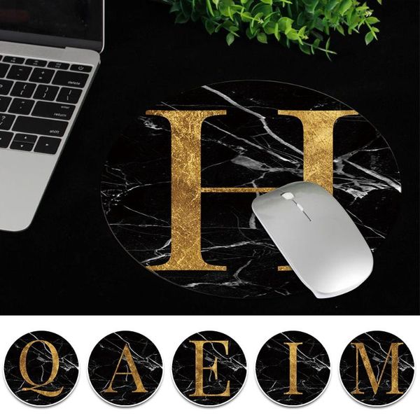 

mouse pads & wrist rests non-slip pad pu leather gamer 22x22cm round mousepad for lappc initial name letter series mats