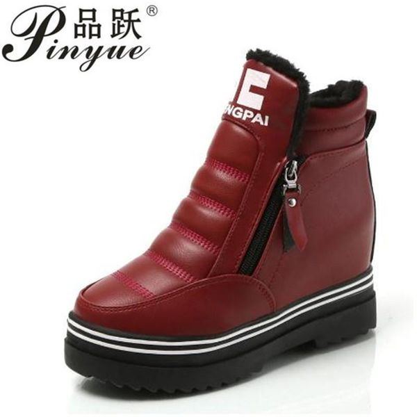 

boots high-women's winter plus velvet thick warm cotton shoes ladies platform snow increase, Black