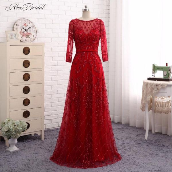 

party dresses long sleeve evening 2021 abendkleider a line scalloped crystal bead formal prom gown vestido de festa, White;black