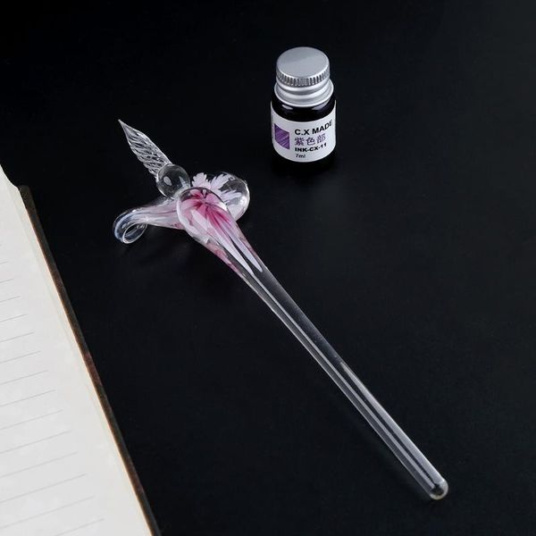 

vintage handmade art elegant crystal floral glass dip pen sign ink pens gift b2ef fountain