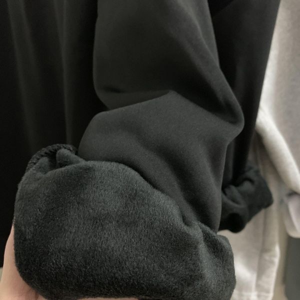 

Simple solid semi high collar loose and lazy Pullover bottomed sweater men' Korean fashion couple coat, Black (plush)