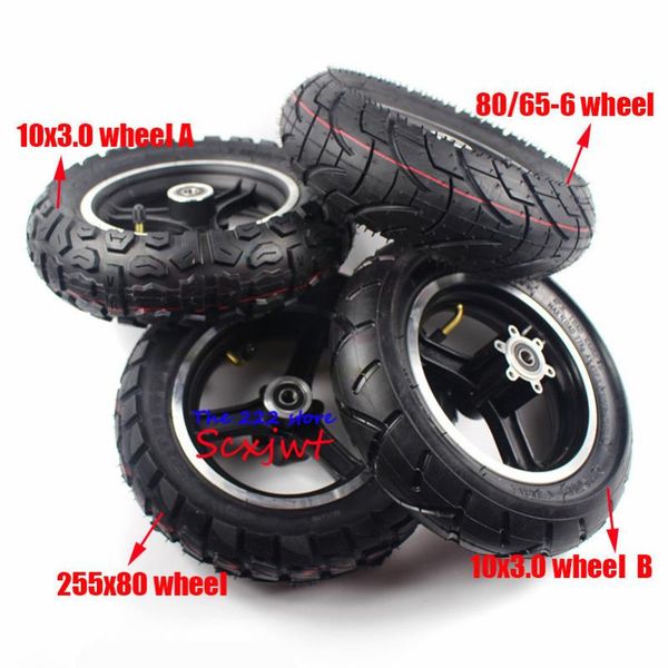 

motorcycle wheels & tires 10 inch for kugoo m4 pro folding electric scooter 10x3 off-road inner outer tire with alloy rims 255x80 tyre 80/65