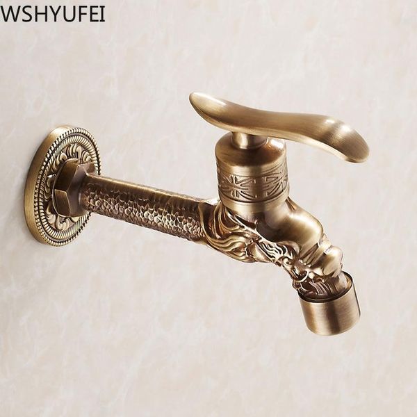

bathroom sink faucets gold long faucet luxury carved dragon mop pool washing machine water nozzle plumbing accessories