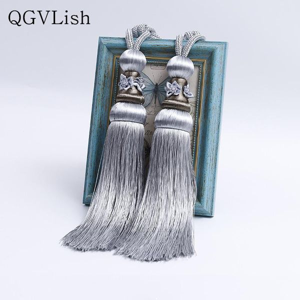 

qgvlish 2pcs curtain tassel fringe tiebacks straps hanging belt ball curtain accessories brush bind buckle holder decor
