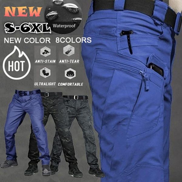 

plus sizes-3xl men tactical cargo pants army outdoor hiking trekking casual sweatpants camouflage multi pocket trousers, Black