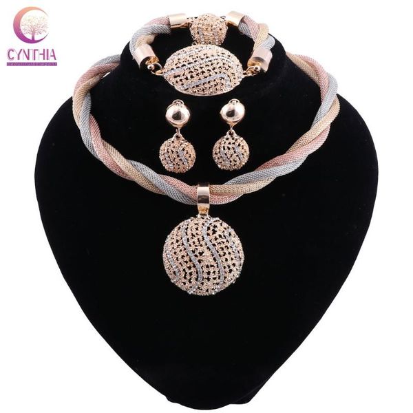 

earrings & necklace nigerian wedding african beads jewelry set crystal bridal sets party women, Silver