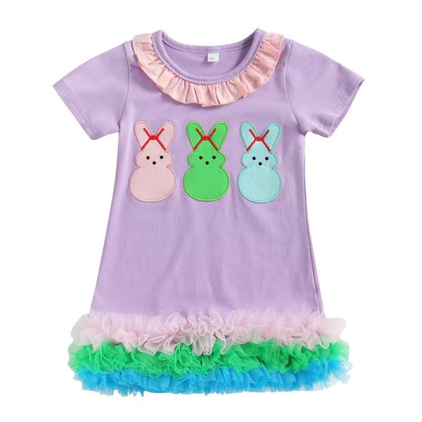 

girl's dresses breathable little girls easter outfit, children summer sweet style round collar short sleeve pattern lace hemline dress, Red;yellow