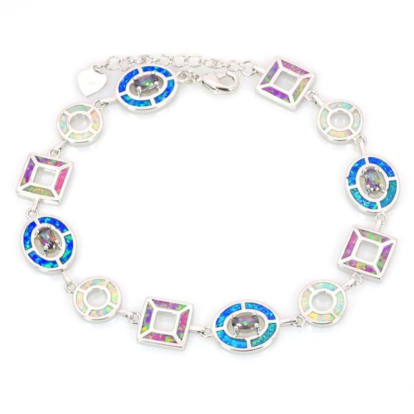 

link, chain wholesale & retail fashion fine blue& pink white fire opal bracelet 925 sterling sliver jewelry for women bal152503, Black