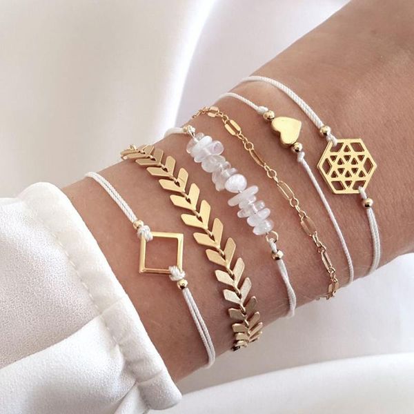 

charm bracelets tocona geometric beadeds layered charms for women gold color arrow heart pendant set party jewelry 6792, Golden;silver