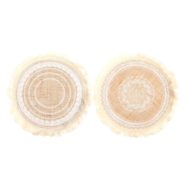 

mats & pads 2pcs tableware placemats heat resistant chic tassel knit home (white)
