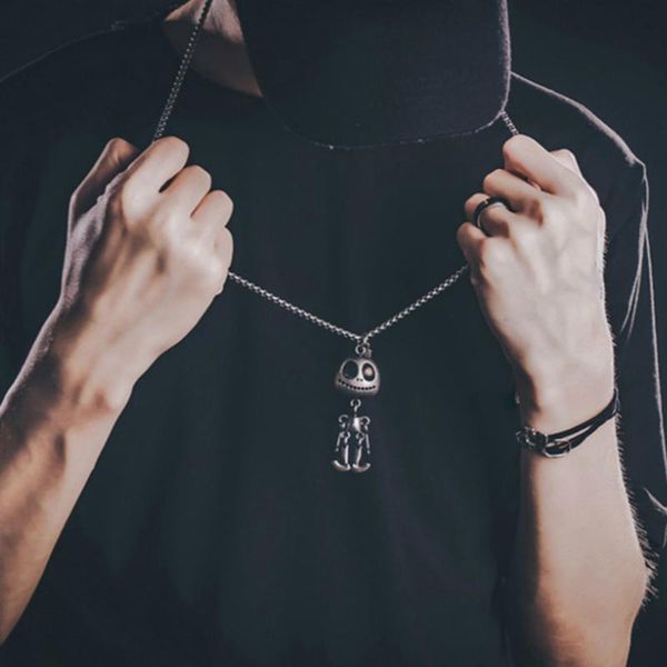 

pendant necklaces men women tag necklace hip-hop movable joint gift casual lovers titanium steel fashion jewelry long alien shape choker, Silver