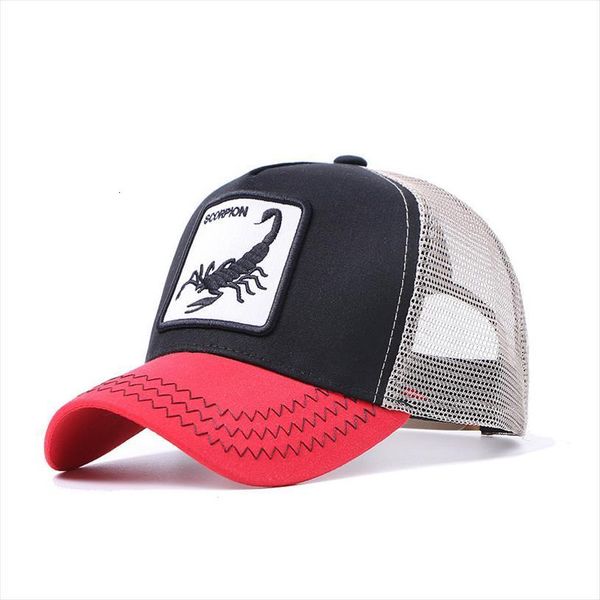 

men animal scorpion embroidered mesh baseball caps outdoor sun hat women adjustable snapback swan breathable hiphop, Blue;gray