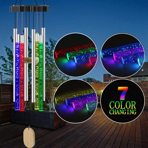 

solar lamps waterproof wind chime lamp colorful bubble column windbell light