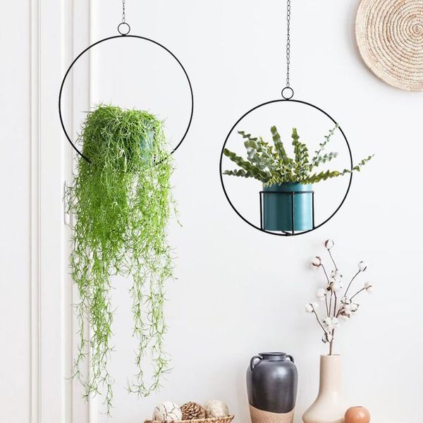 

vases creative hanging iron flower pot wall plant holder garden decoration home