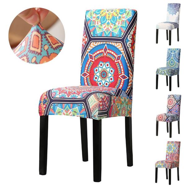 

chair covers floral printed cover home vintage decor elastic spandex seat bohemia dining wedding banquet slipcover d30