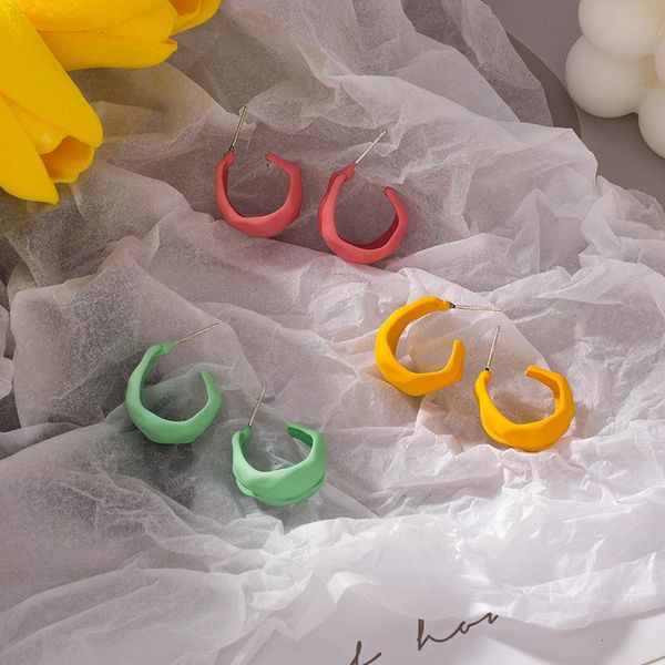 

hoop & huggie missnice sweet candy color irregular earrings temperature simple style jewelry for women accesories mujer kolczyki, Golden;silver