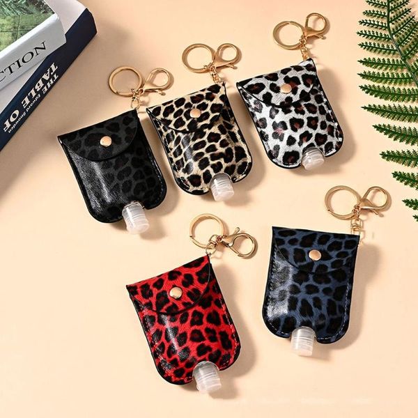 

storage bottles & jars geneic leopard print portable empty leakproof plastic travel bottle leather keychain holder for hand sanitizer clips