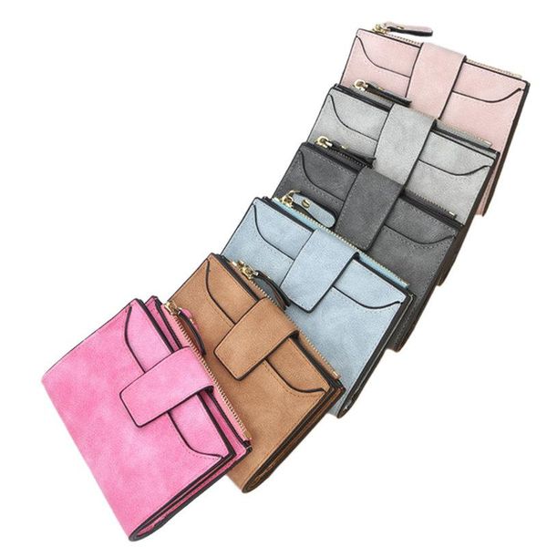 

wallets women's zipper short small slim wallet lady leather folding keys coin card holder money purse, Red;black